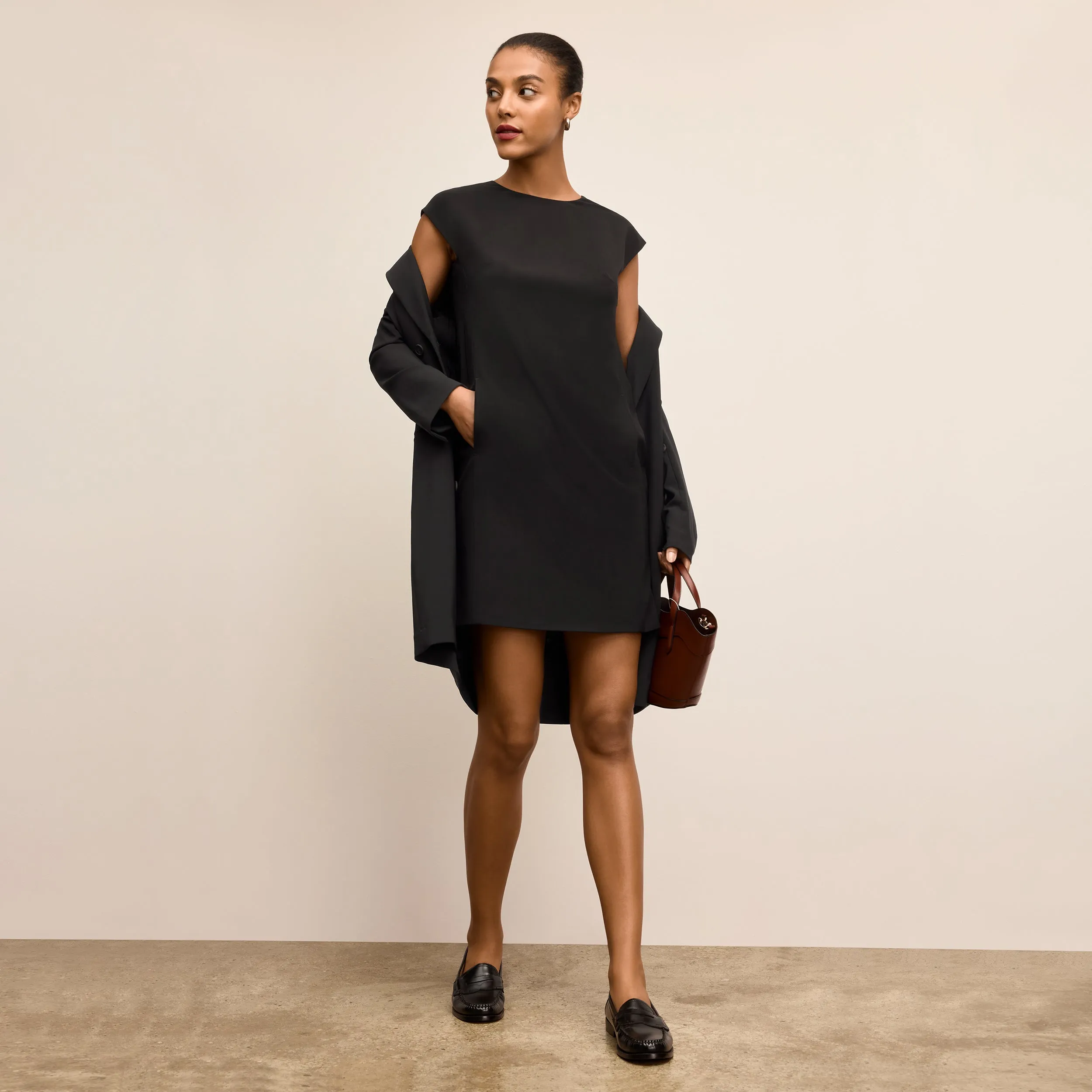 Maaza Travel Dress - OrigamiTech :: Black UV protection layer Wrinkle Resistant Weave