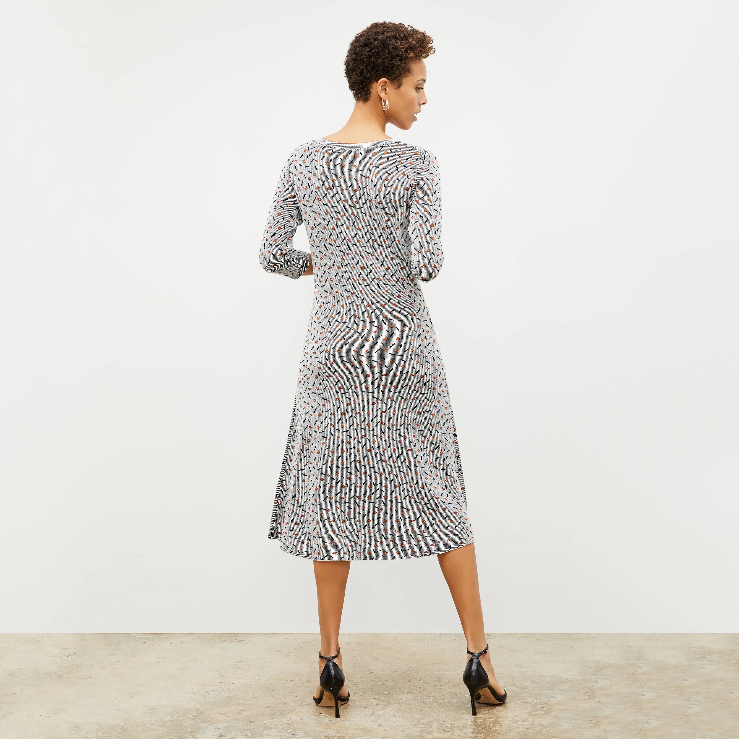 Relaxed Crew Neck Tippy Dress - Sprinkle Knit :: Brick / Black Snag Resistant Surface DroppedShoulder