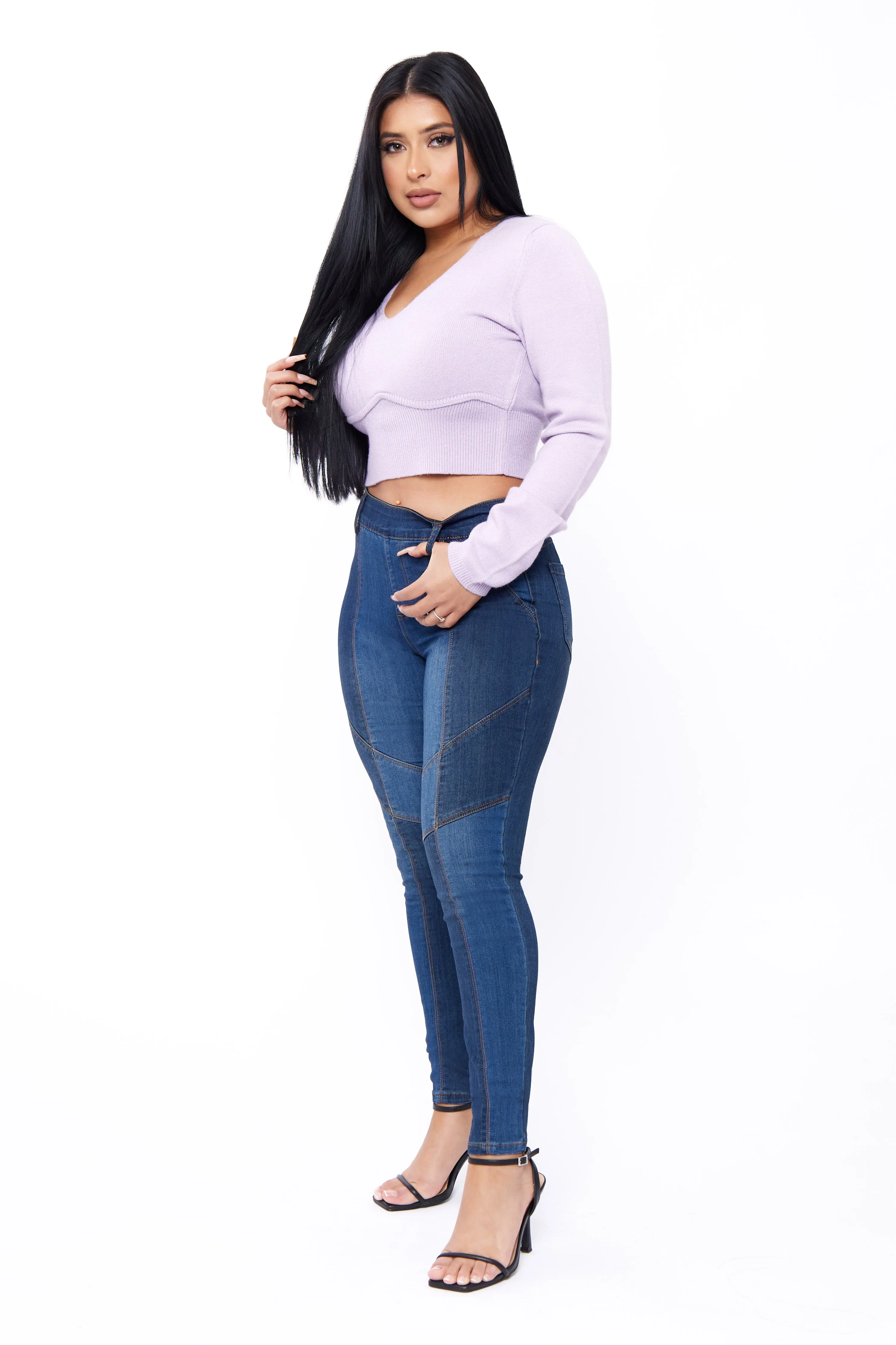 Color Blocked Bombshell Pull On Skinny Pants Smart Casual Breathable Lining