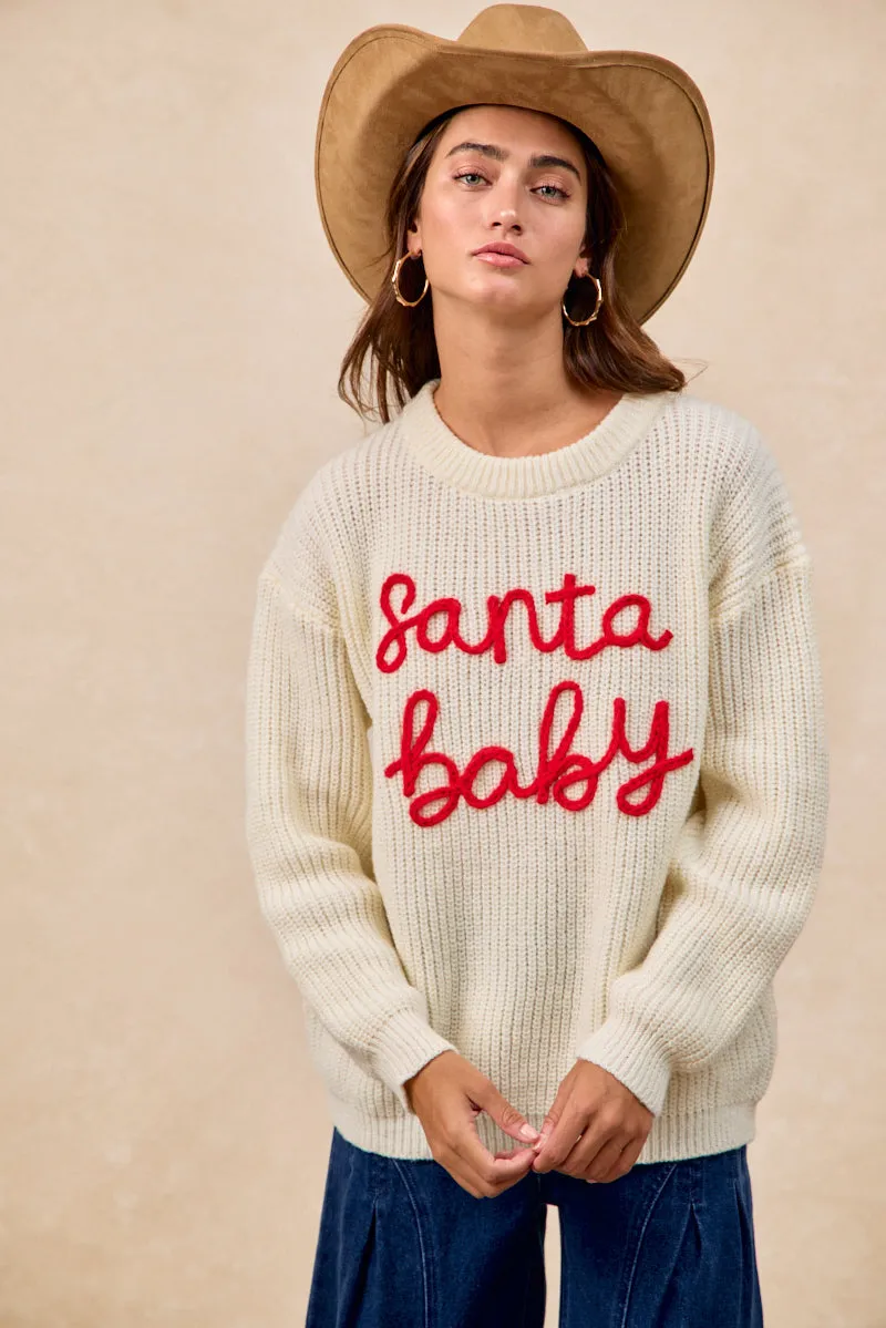 IP5685G-87 | CHRISTMAS SANTA BABY LETTER EMBROIDERY SWEATER Convertible legs