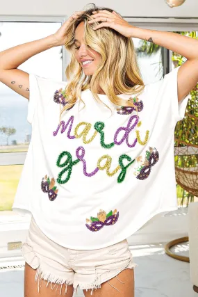 All Gender Fit Ombre-Effect IP8188J-12 | MARDI GRAS TINSEL SEQUIN MASK TOP