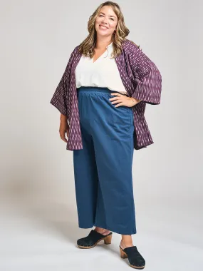 Relaxed Plus Size Jacket - Plum Ikat ContrastStitching