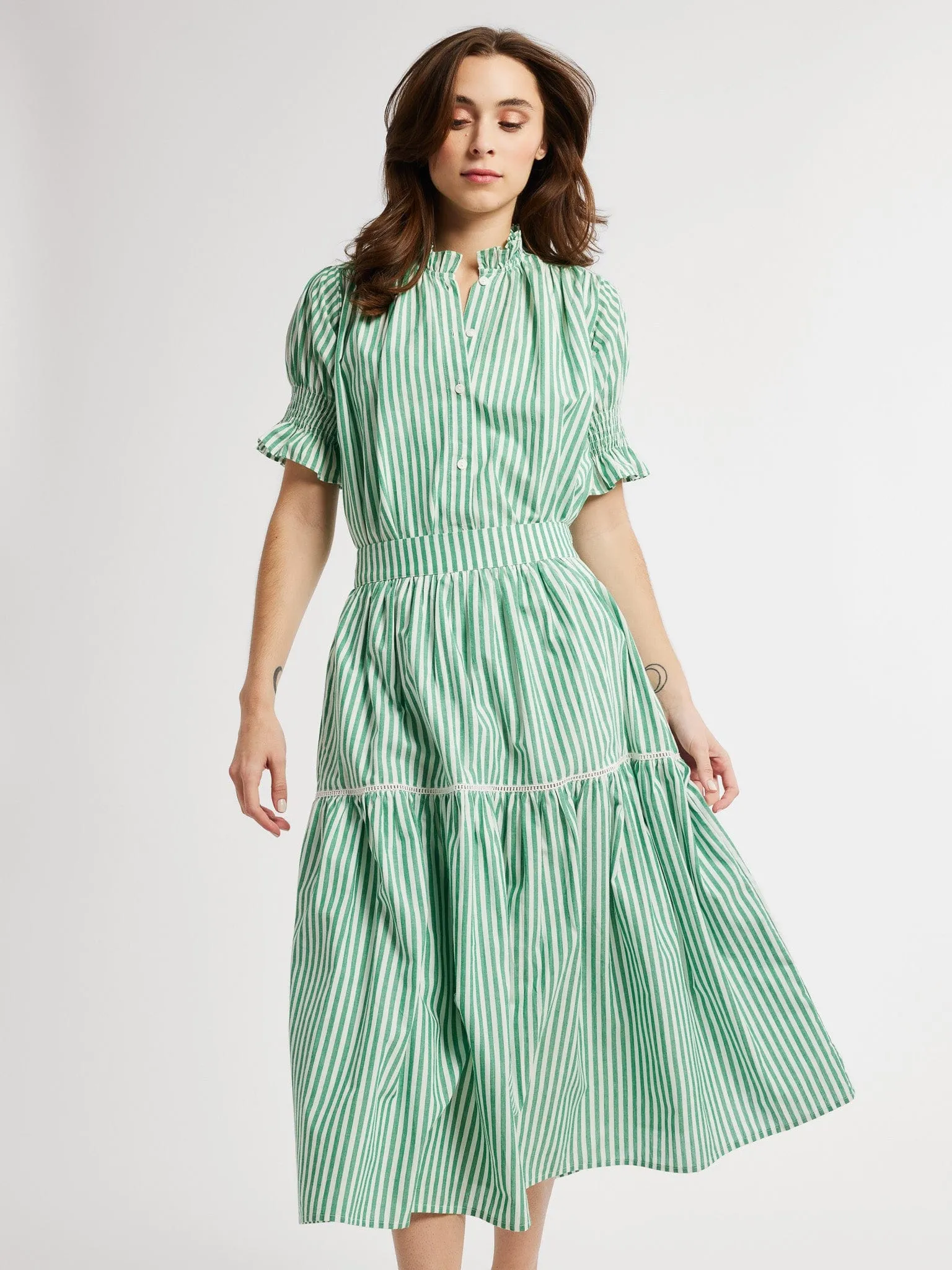 Bound Seam Finish Betty Skirt in Kelly Stripe