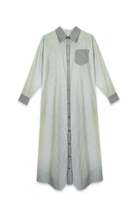 Adaptive Fit Technology Midi Boyfriend Shirtdress - Olive Stripe