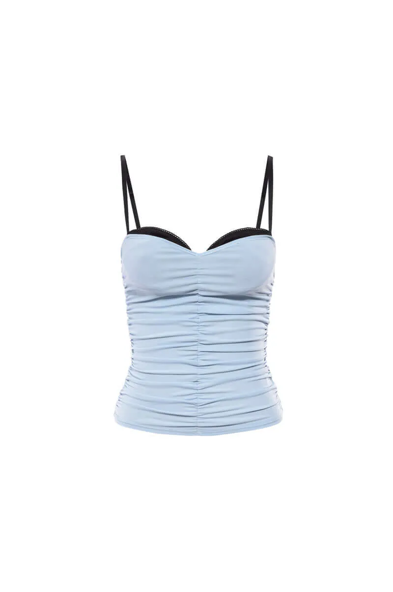 RENZO TUBE TOP - BABY BLUE Low Profile Collar Simple Cut