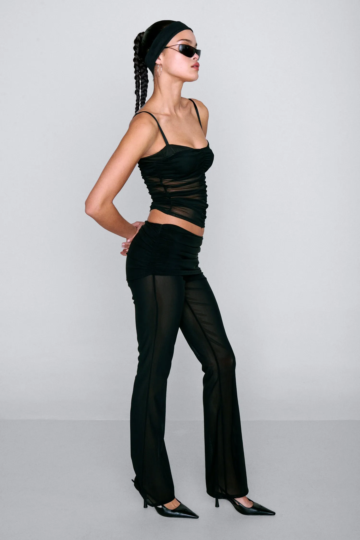 RENZO TUBE TOP - BLACK ReinforcedHem Interlock Stitch Detail