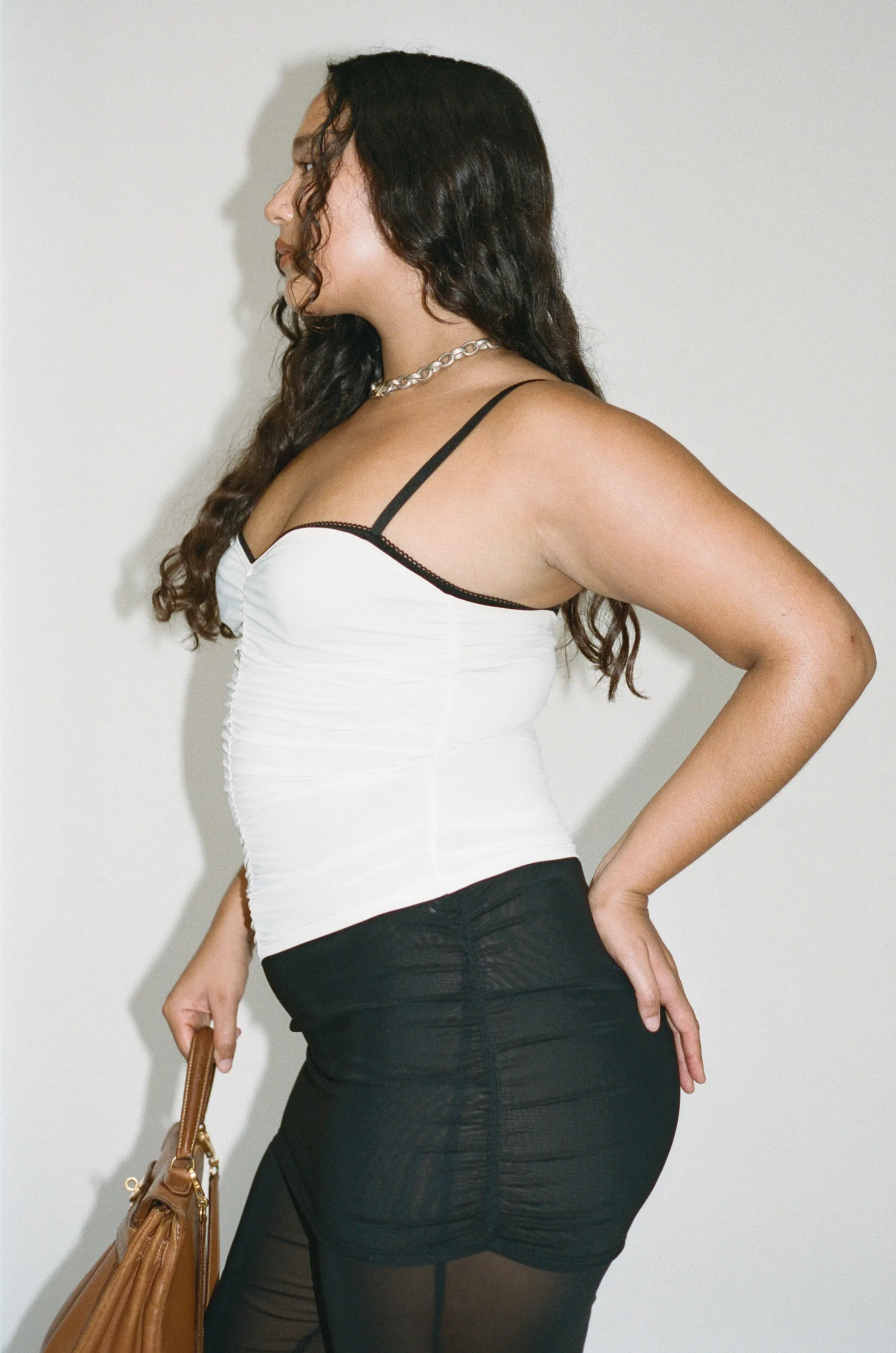 Stretch Material Bonded Seam Tape RENZO TUBE TOP - CREAM