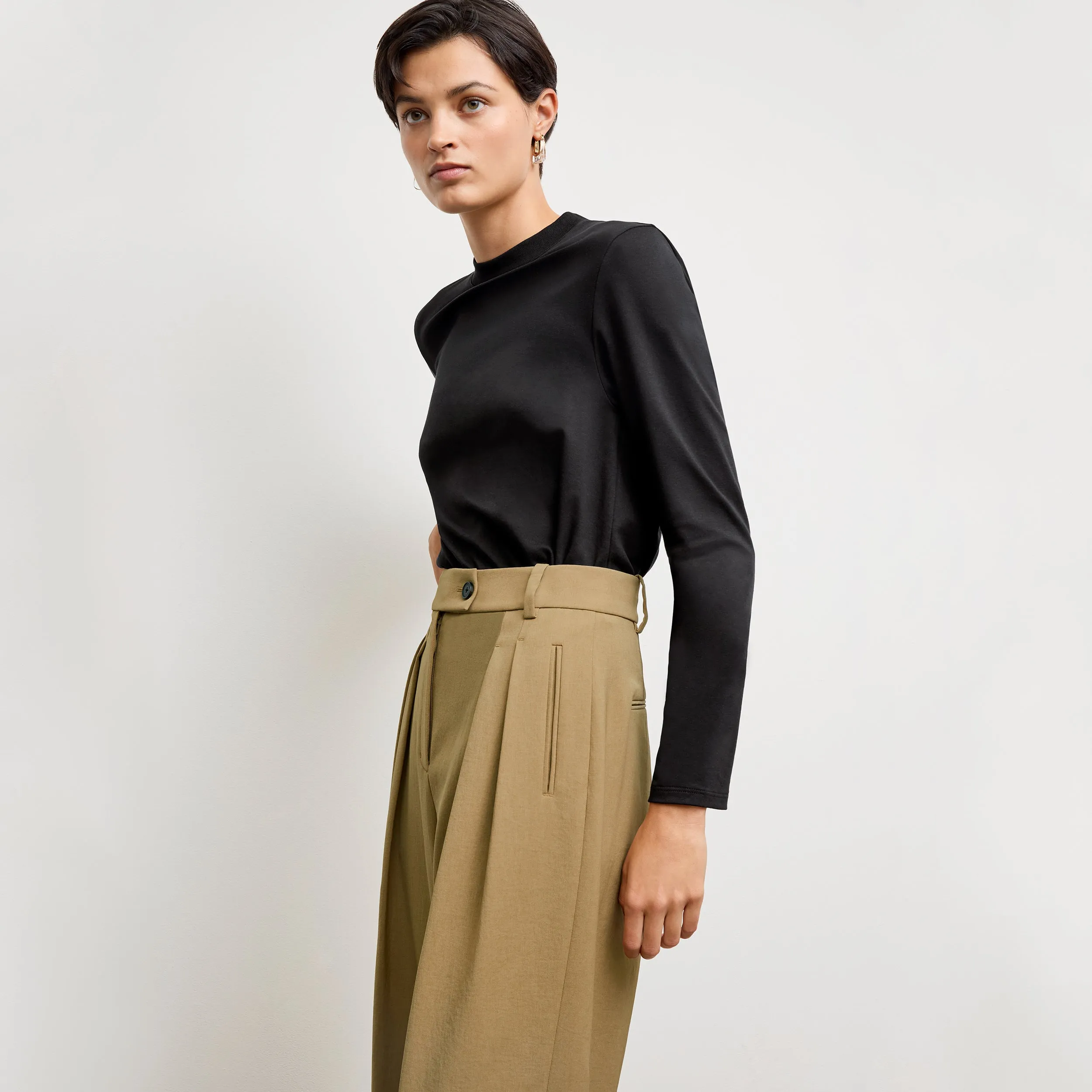 Raquel Long-Sleeve Tee - Organic Pima Cotton :: Black Fade Resistant Dye