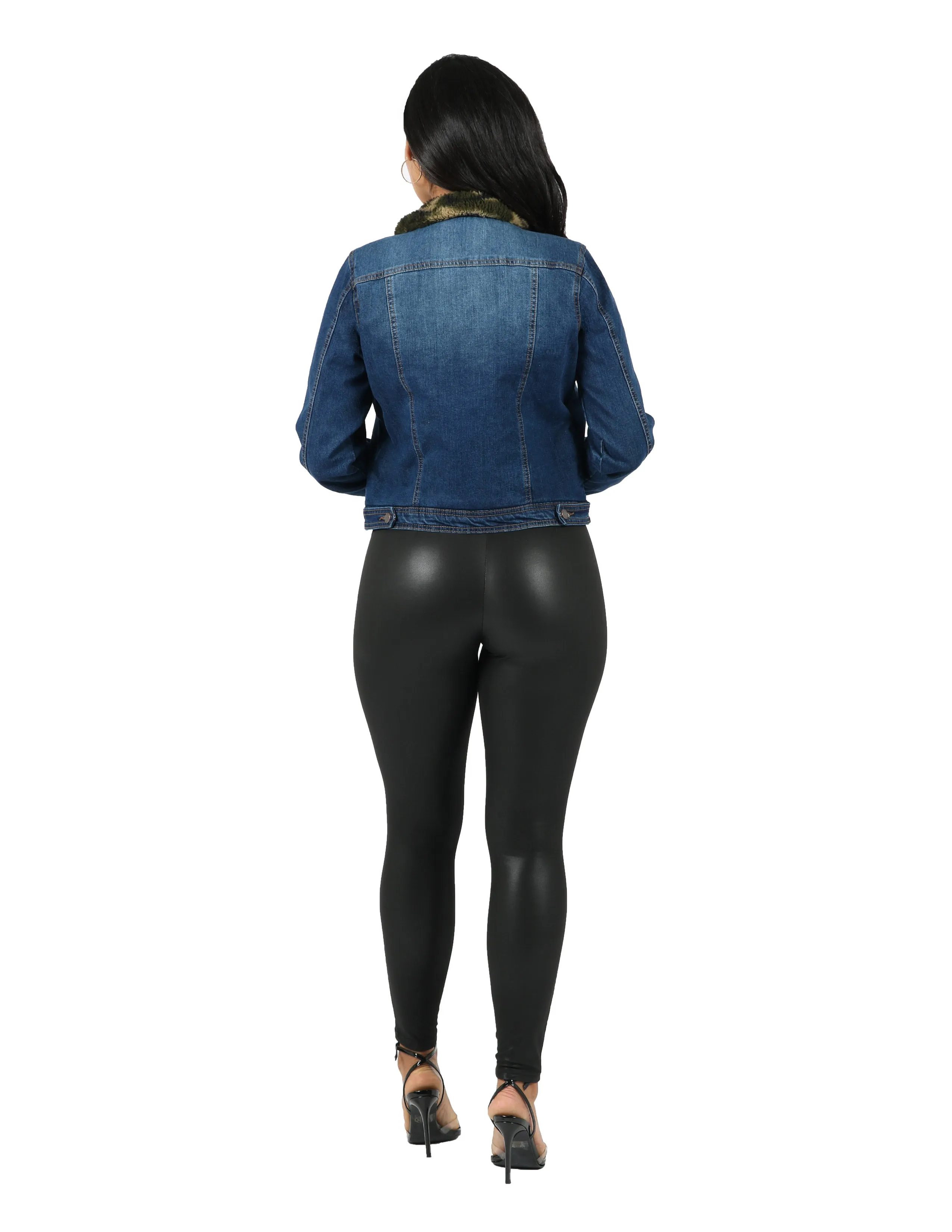 Modular Attachment System Windproof Closure Camo Printed Sherpa Lined Denim Jacket