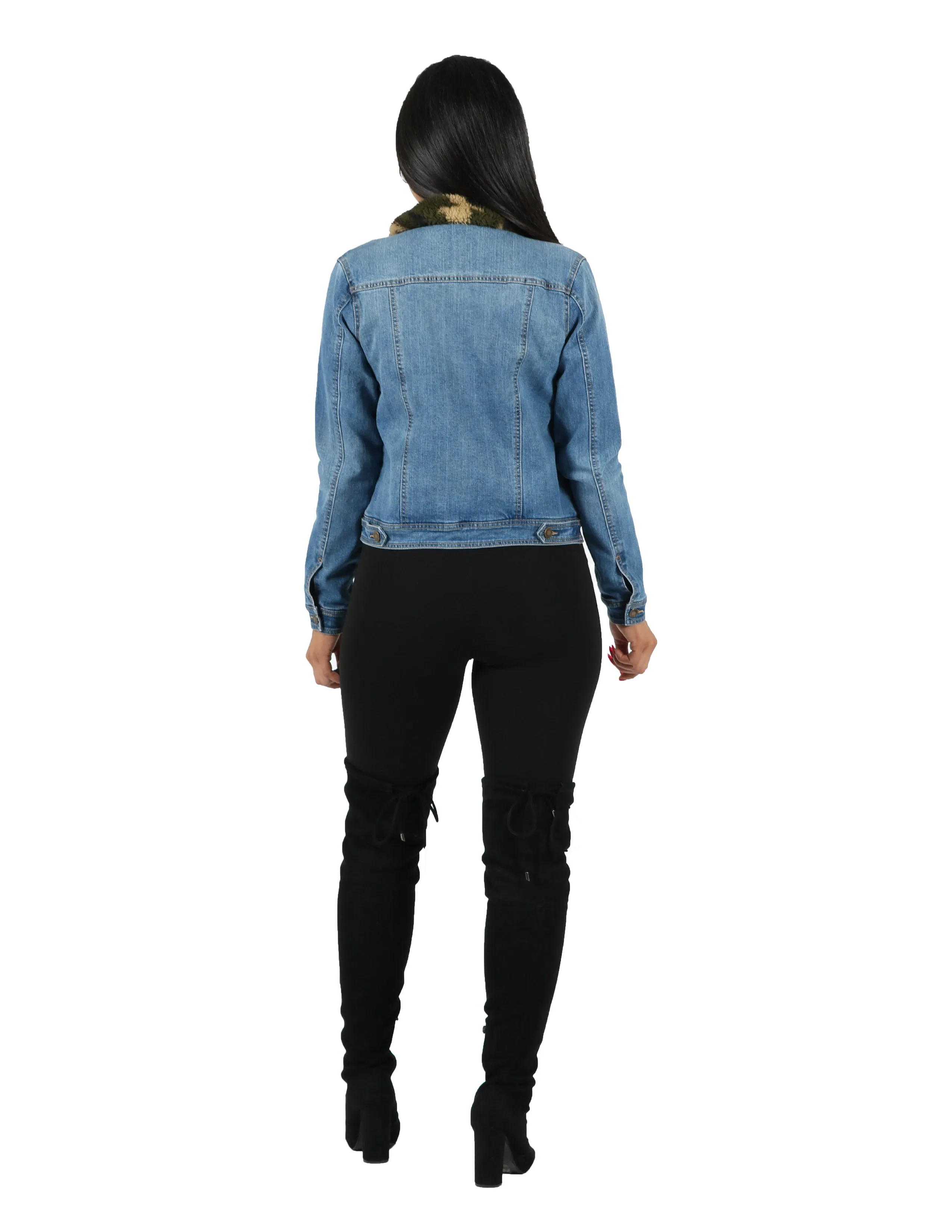 ErgonomicCut Camo Printed Sherpa Lined Denim Jacket