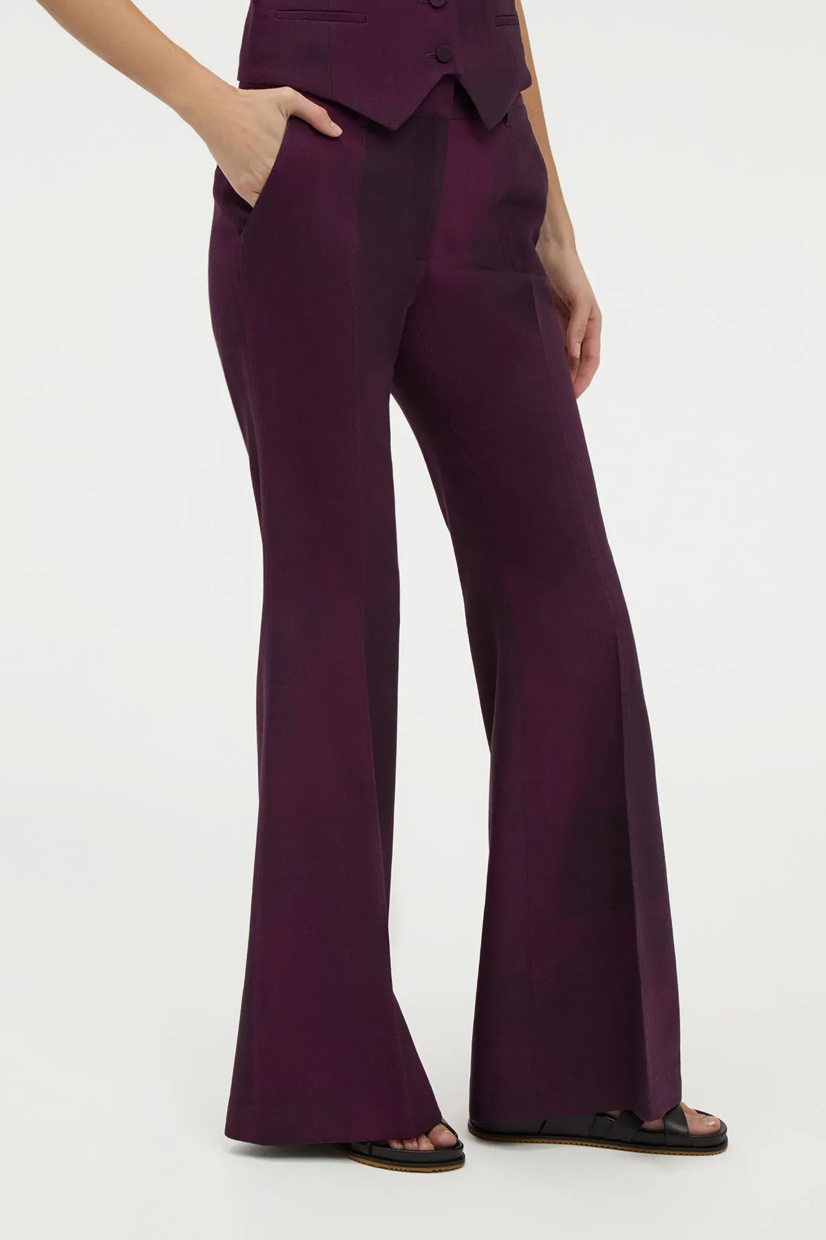 Rhein Flare Pant in Bordeaux Virgin Wool QuickDryConstruction
