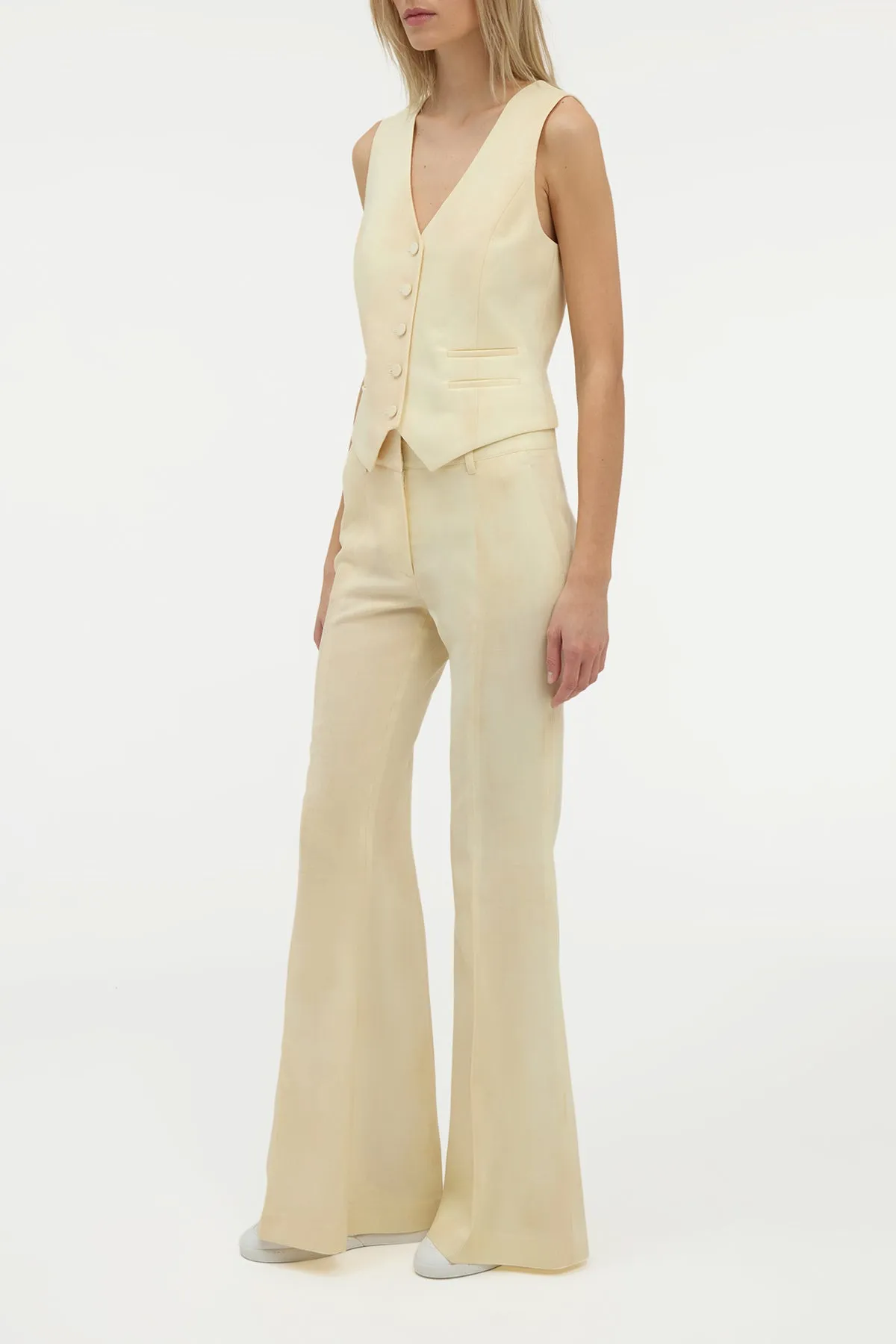 Rhein Flare Pant in Ivory Virgin Wool Adaptive Fit Technology