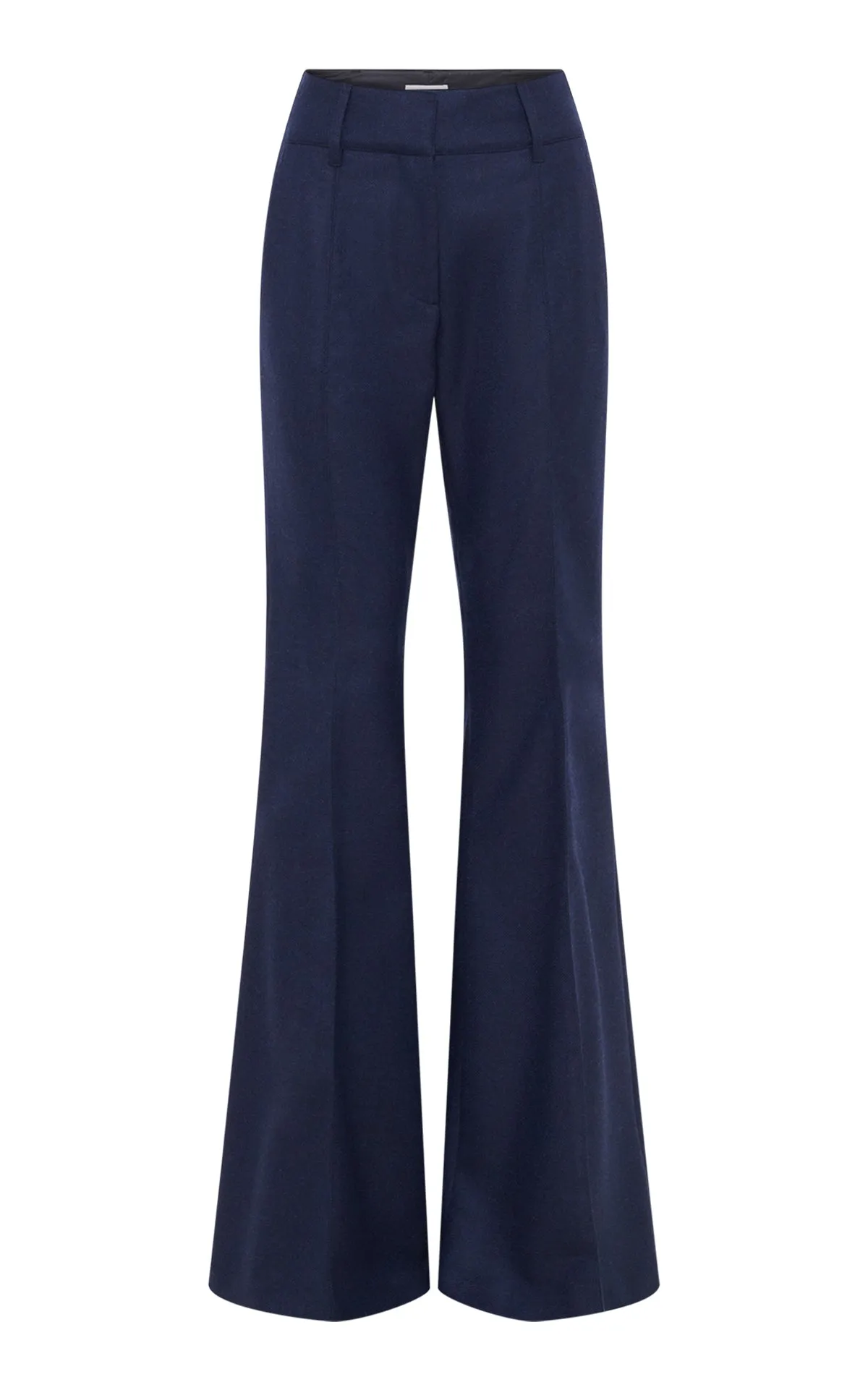 Anti Static Fabric Multi Pocket Functional Design Rhein Flare Pant in Navy Wool Cashmere Flannel