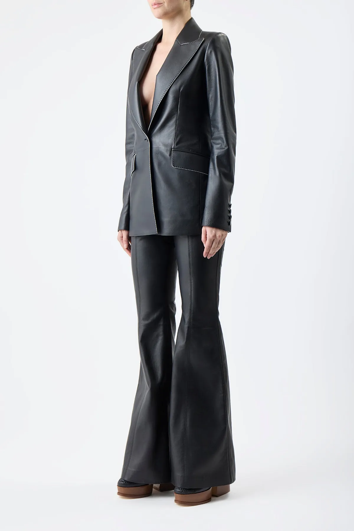 Rhein Pant in Black Nappa Leather FadeResistant Finish