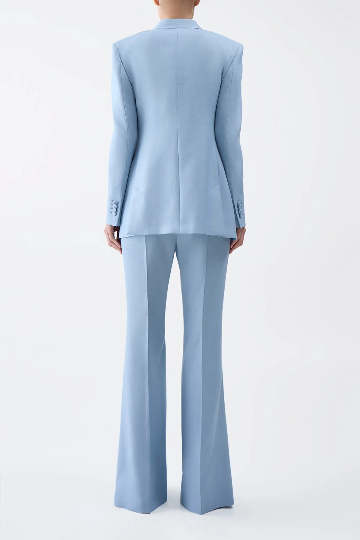 WrinkleFree Structure Rhein Pant in Stone Blue Silk Virgin Wool