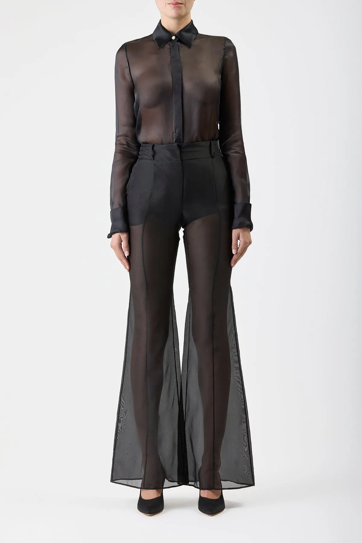 Thermal Regulation Fabric Rhein Sheer Pant in Black Silk Organza