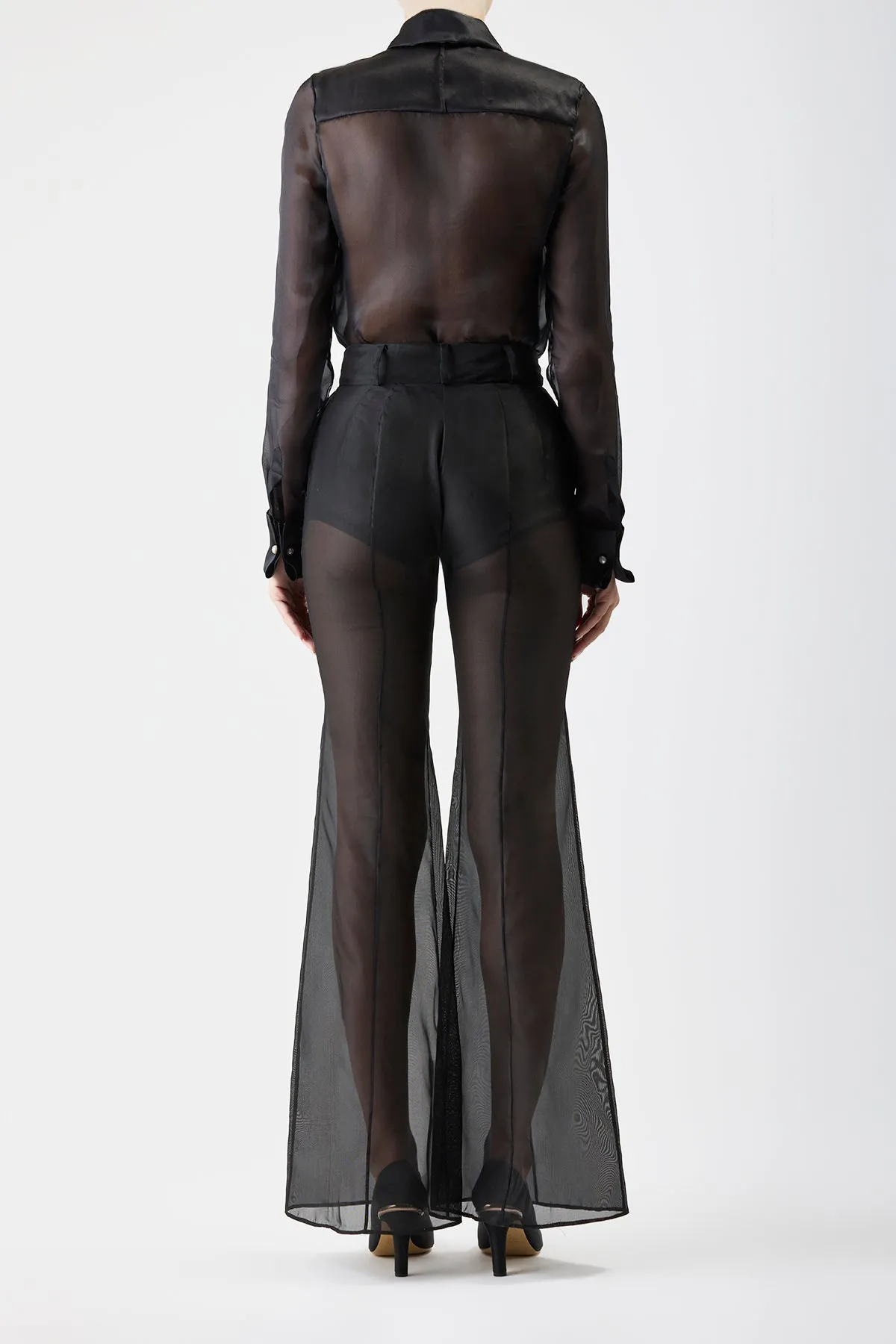 Stay Cool Technology Stretch Fit Rhein Sheer Pant in Black Silk Organza