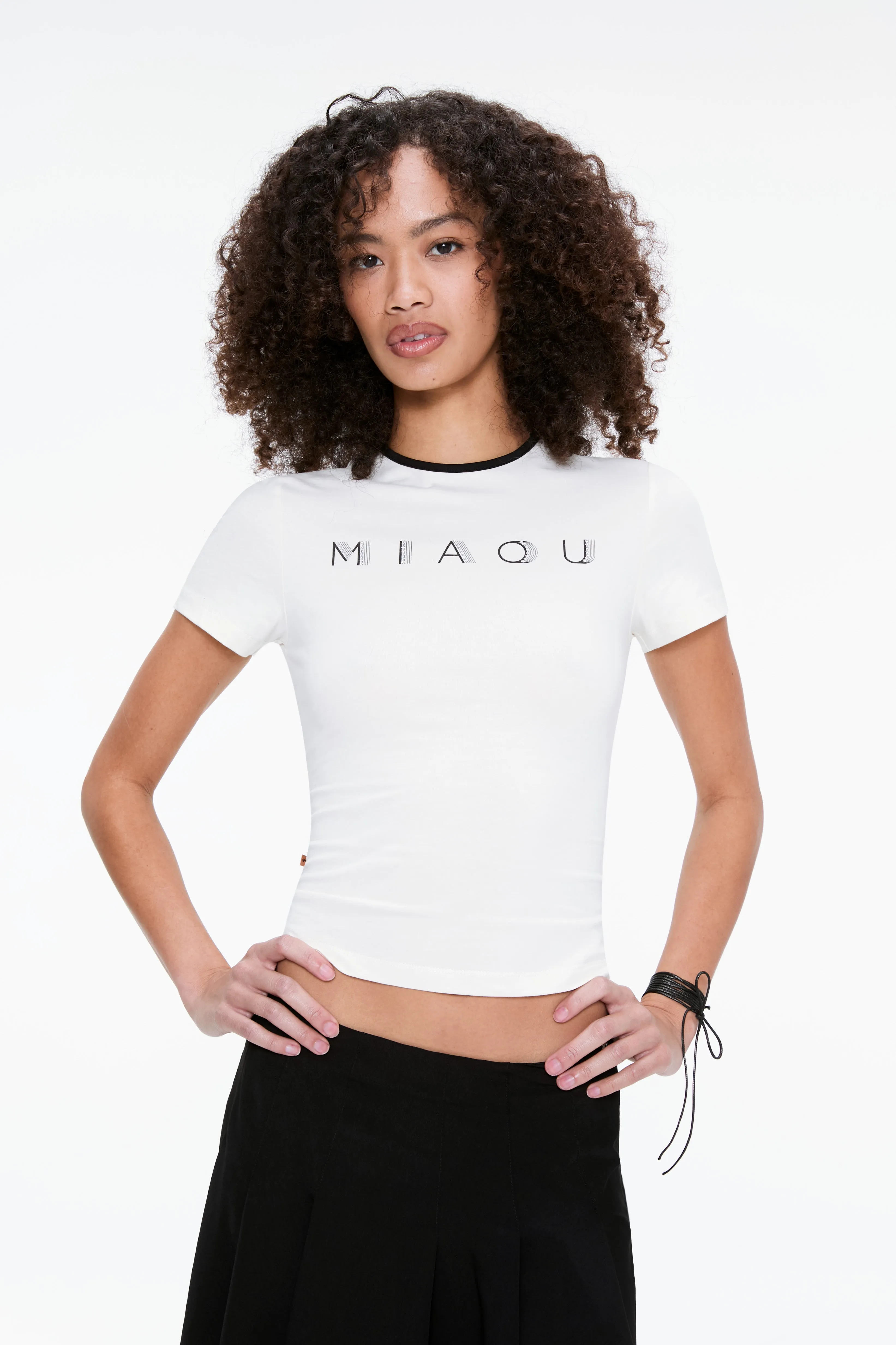 Vintage Shirt NonRestrictive Armholes RHINESTONE MINI TEE - WHITE