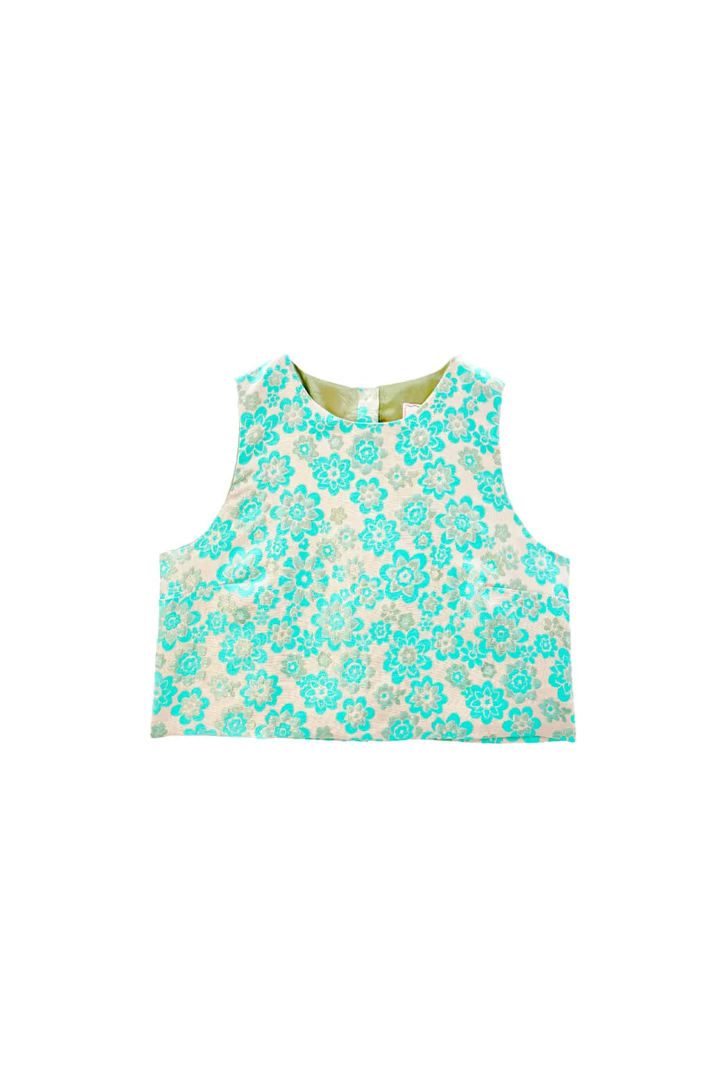Stretchable Waistband Audrey Top - Aqua Brightline