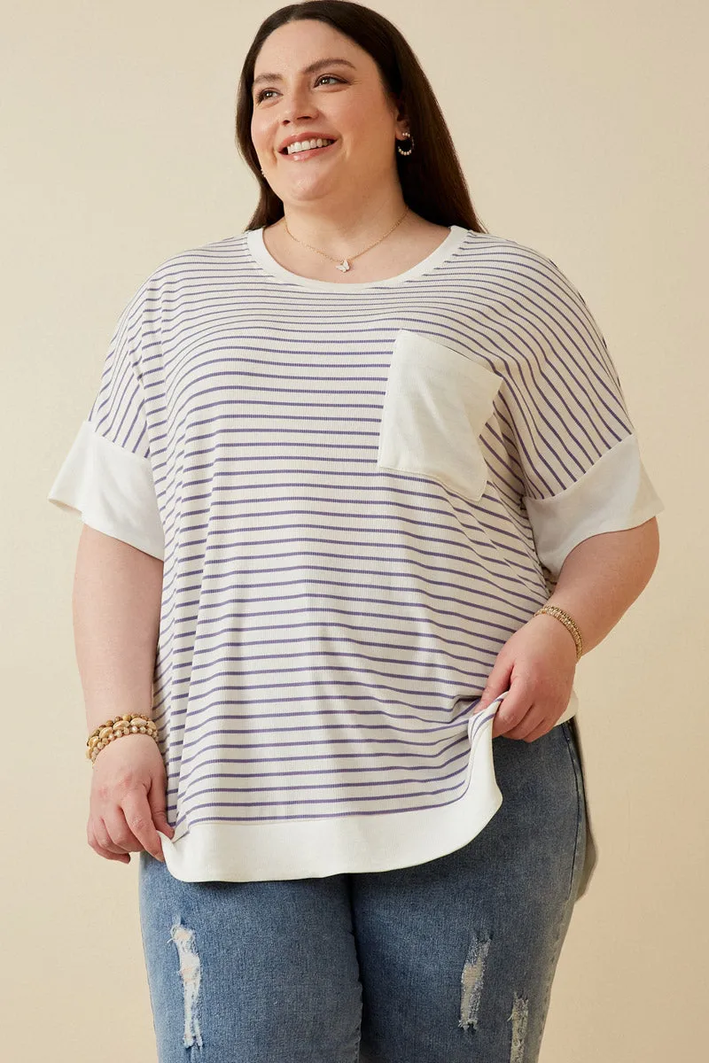 MoistureWicking Technology Ribbed Knit Contrast Detail Pocket Tee