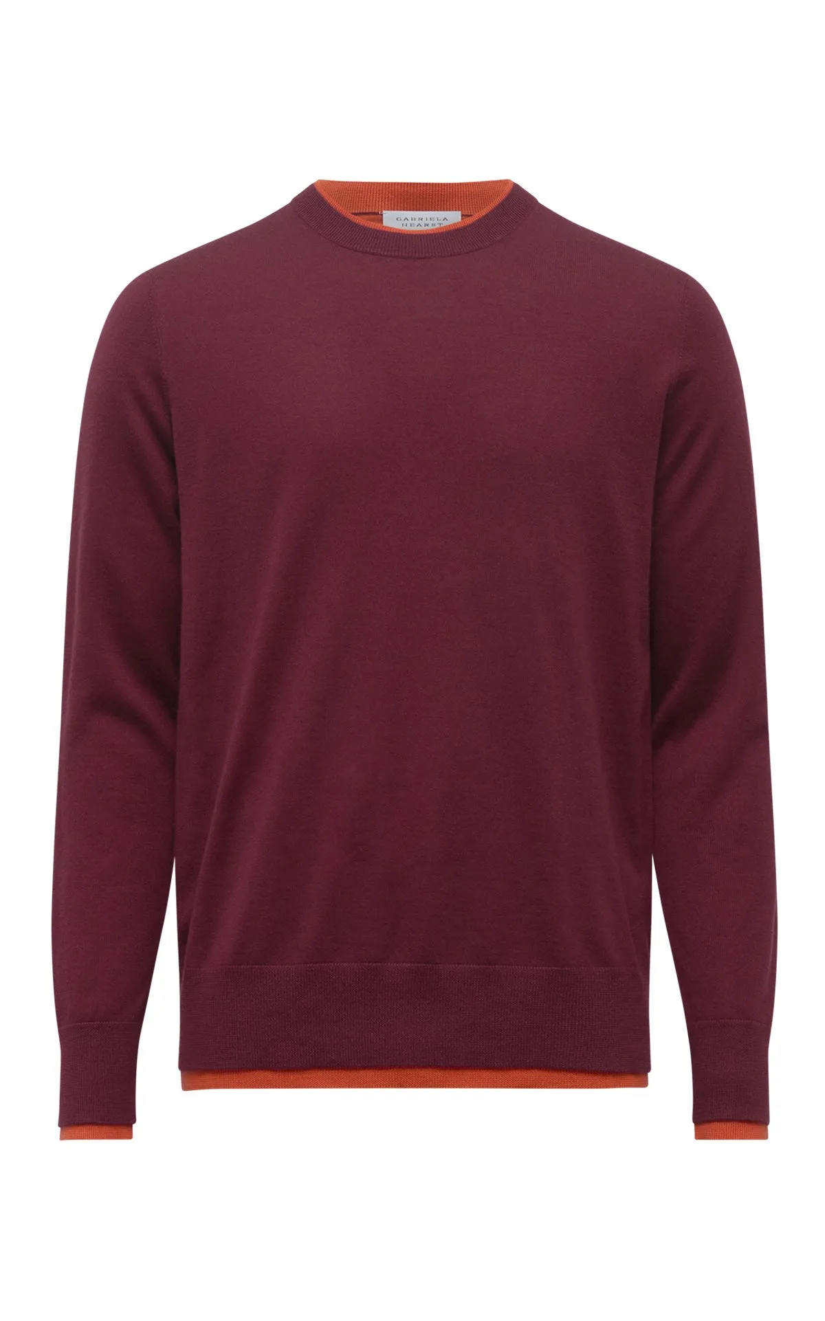 Wells Knit Sweater in Bordeaux & Spice Cashmere Silk Unisex Appeal Urban Casual Look