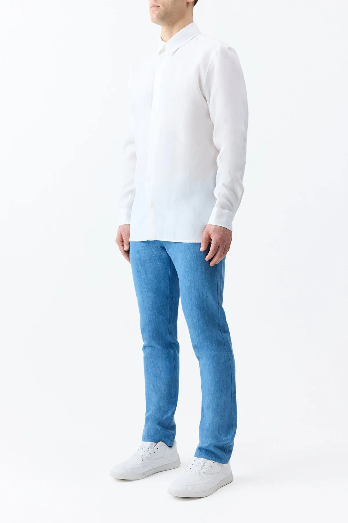 YarnDye Technique Nicolas Shirt in White Aloe Linen