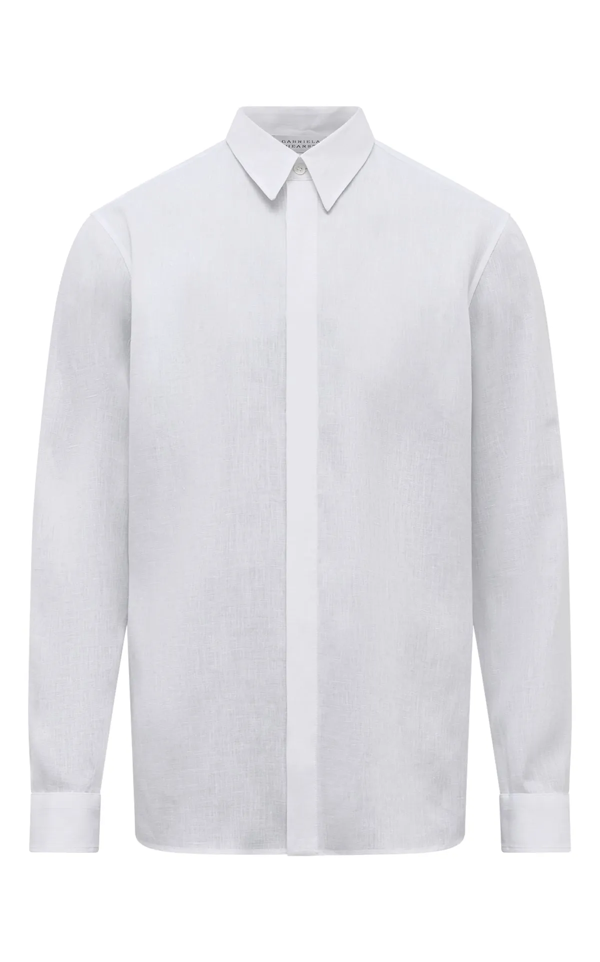 Relaxed Crew Neck Opening Nicolas Shirt in White Aloe Linen