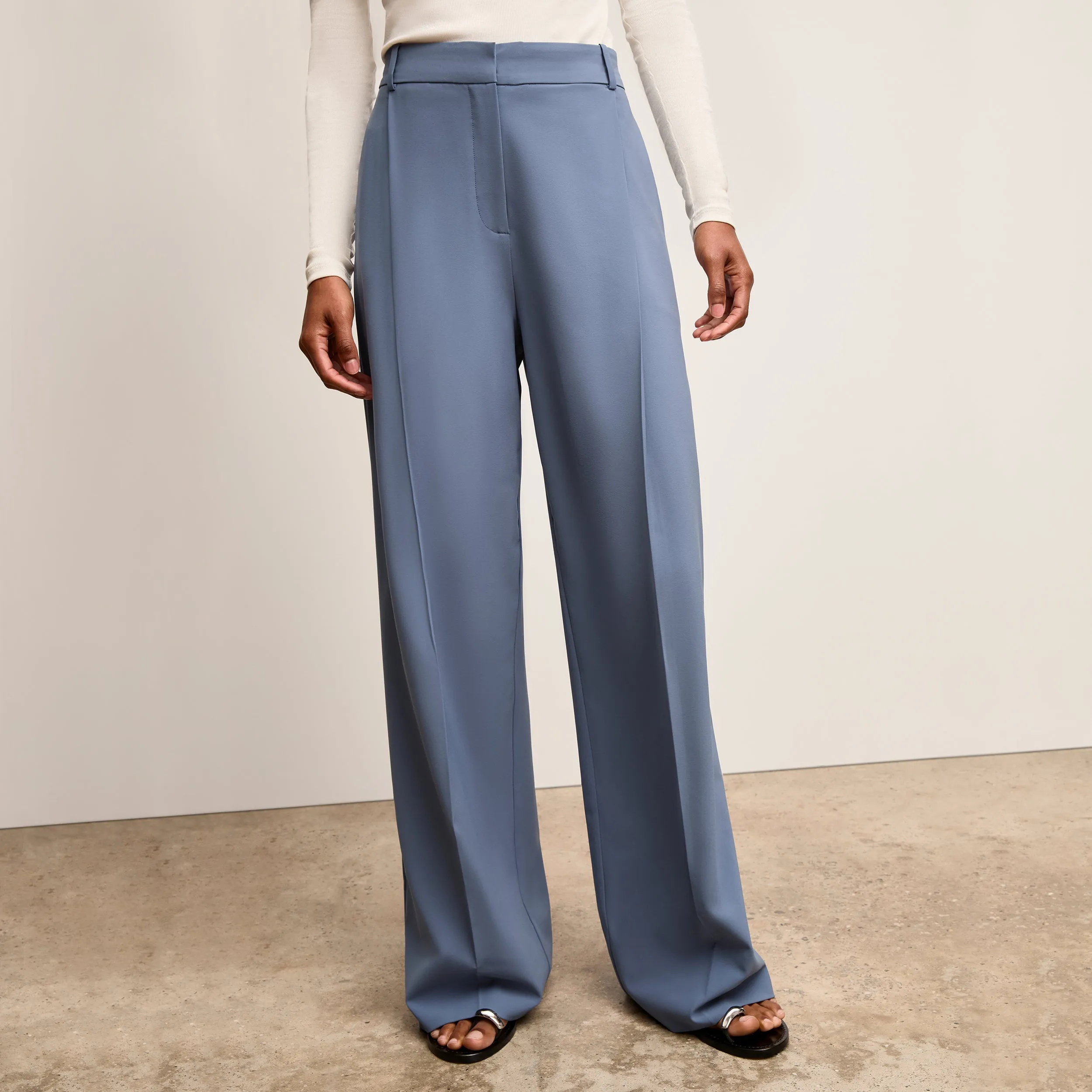 Rina Sculptural Pant - OrigamiTech :: Dusty Blue Ventilated Panel Design Sustainable Production Certified