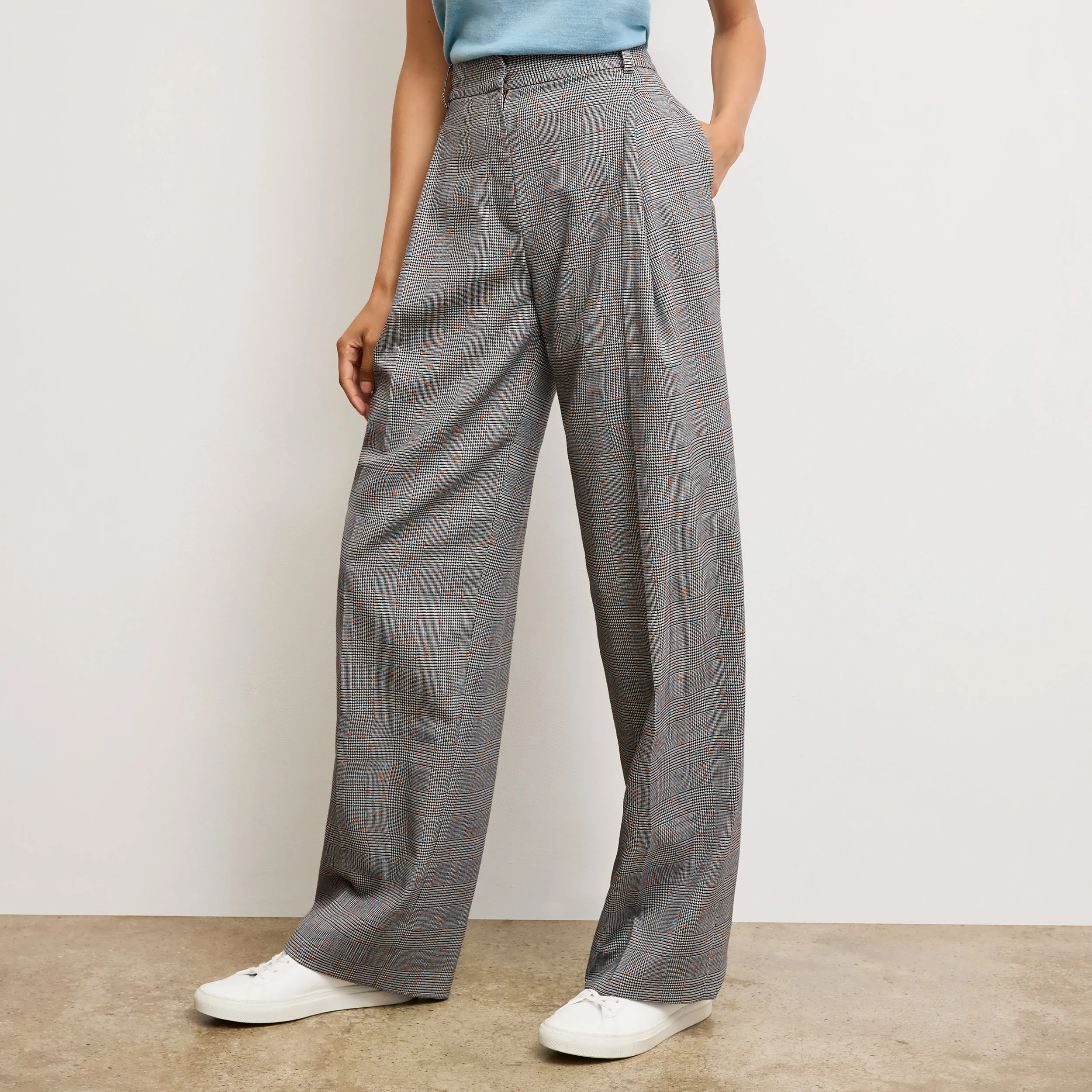 Warm Fabric Built In Filter Layer Rina Sculptural Pant - Sharkskin :: Mixed Check