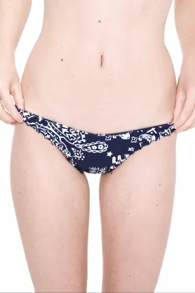 RIO BIKINI BOTTOM - BANDANA NAVY Double Stitched Seams Layered Sleeve