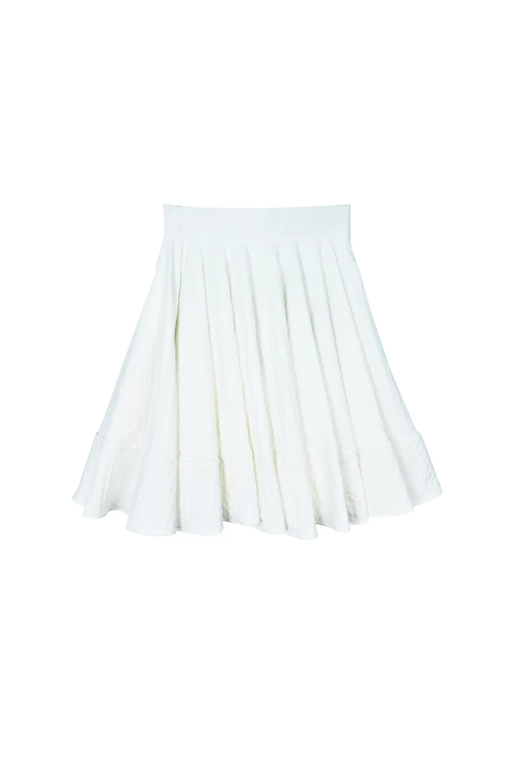 SAMPLE - Mini Lucinda Circle Skirt - White Knit Jacquard windproof Detachable belt