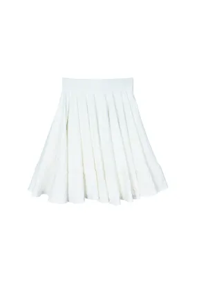 SAMPLE - Mini Lucinda Circle Skirt - White Knit Jacquard windproof Detachable belt