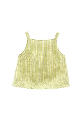 The Stokes Swing Top - Green Linen Stripe Stretch Knit Fabric Microfiber Material