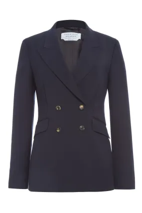 Angela Blazer in Dark Navy Sportswear Wool Sweat Absorbing Lining Breathable back panel
