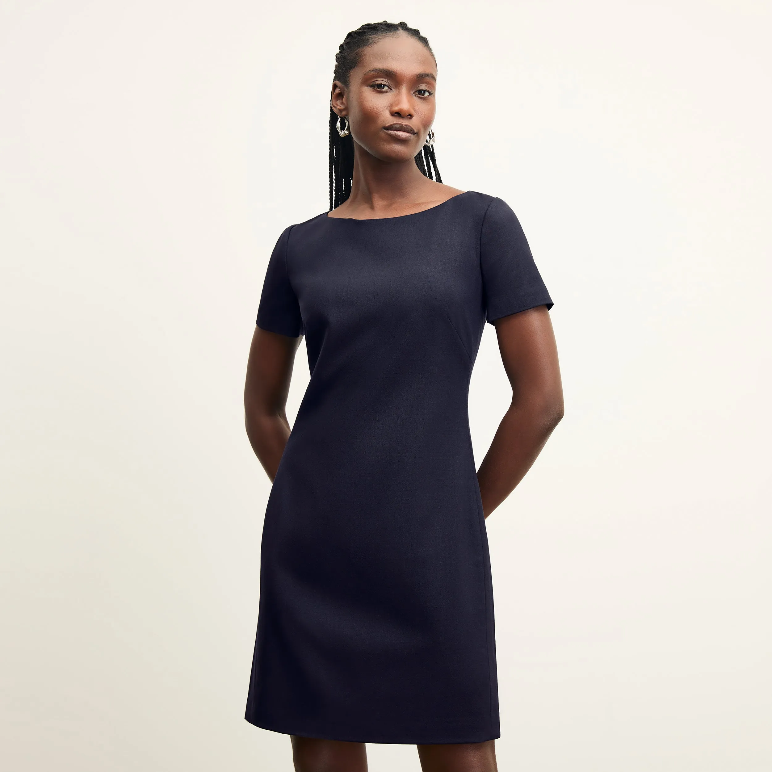 Rosie Dress - Washable Wool Twill :: Dark Navy Sleeveless Tee