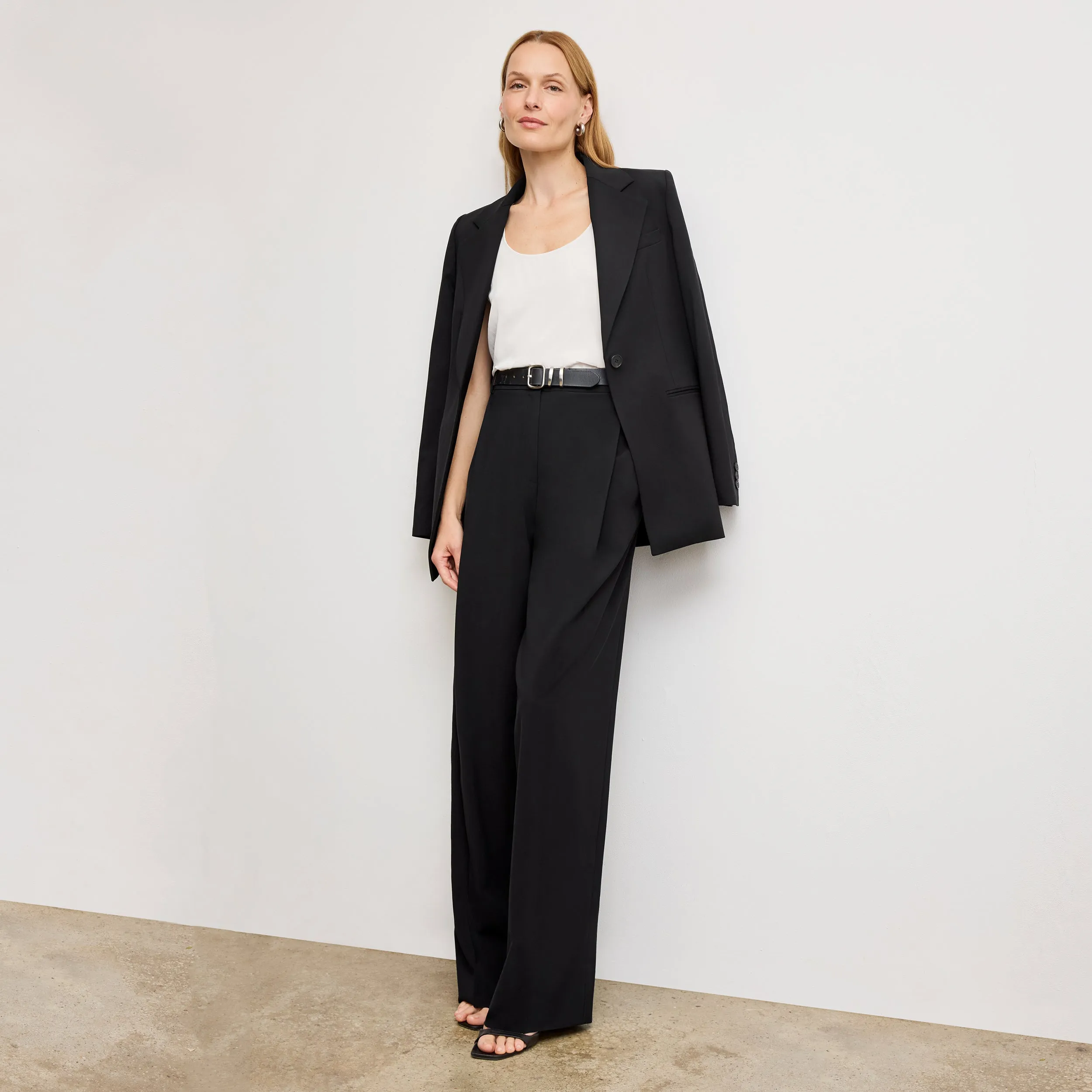 Four Way Stretch Material Rossi Executive Blazer - Washable Wool Twill :: Black