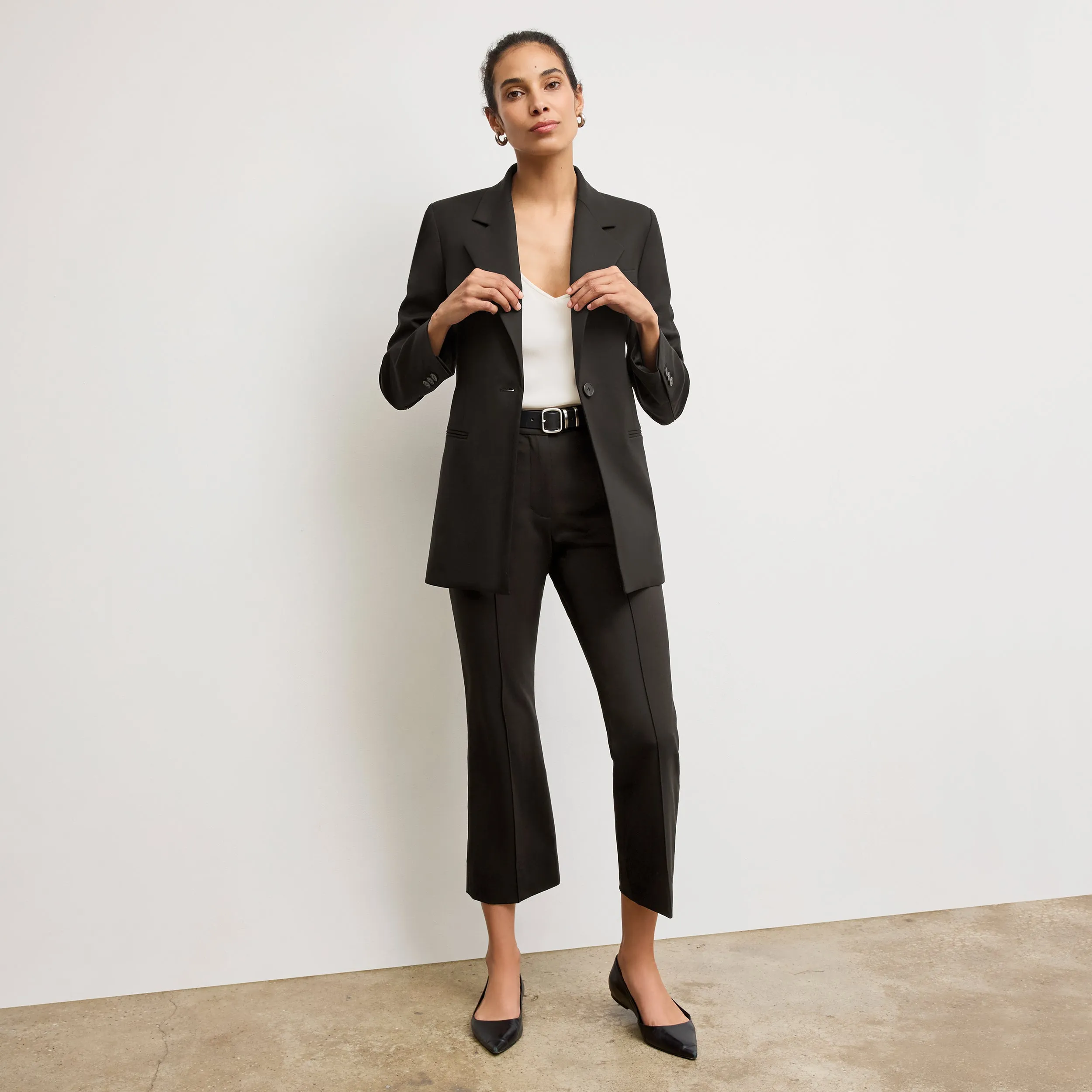 Rossi Executive Blazer - Washable Wool Twill :: Black Wrinkle Resistant Weave NonScratchyLining