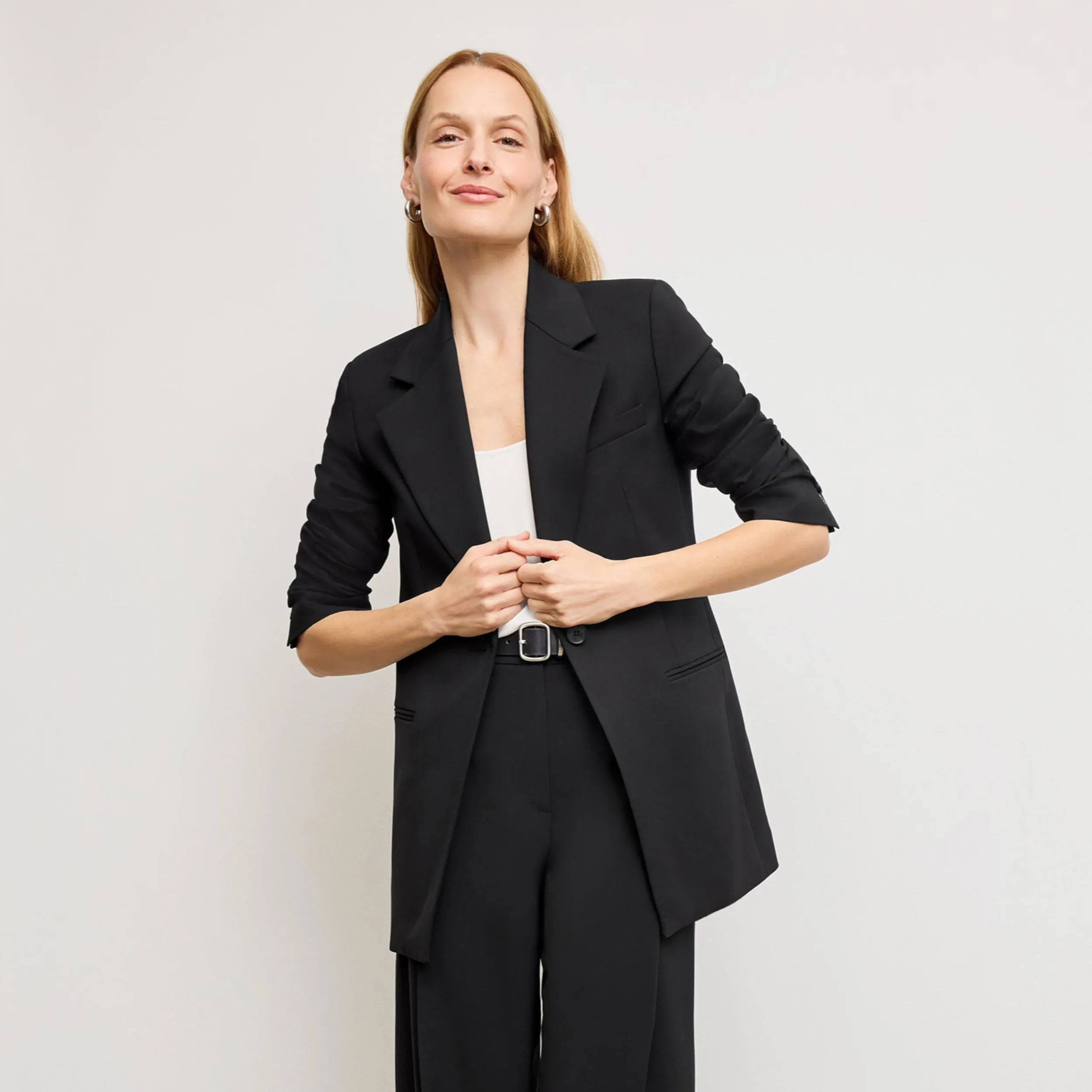 Drop Shoulder NonIrritatingEdges Rossi Executive Blazer - Washable Wool Twill :: Black