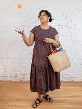 ComfortStretchFit Tiered Jersey Plus Size Dress - Tree Rings Blue