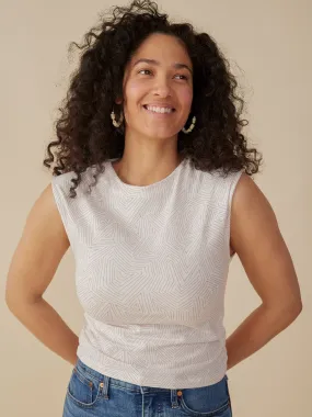 Bohemian style Ultrasoft Inner Lining Ruched Top - Tree Rings Shell