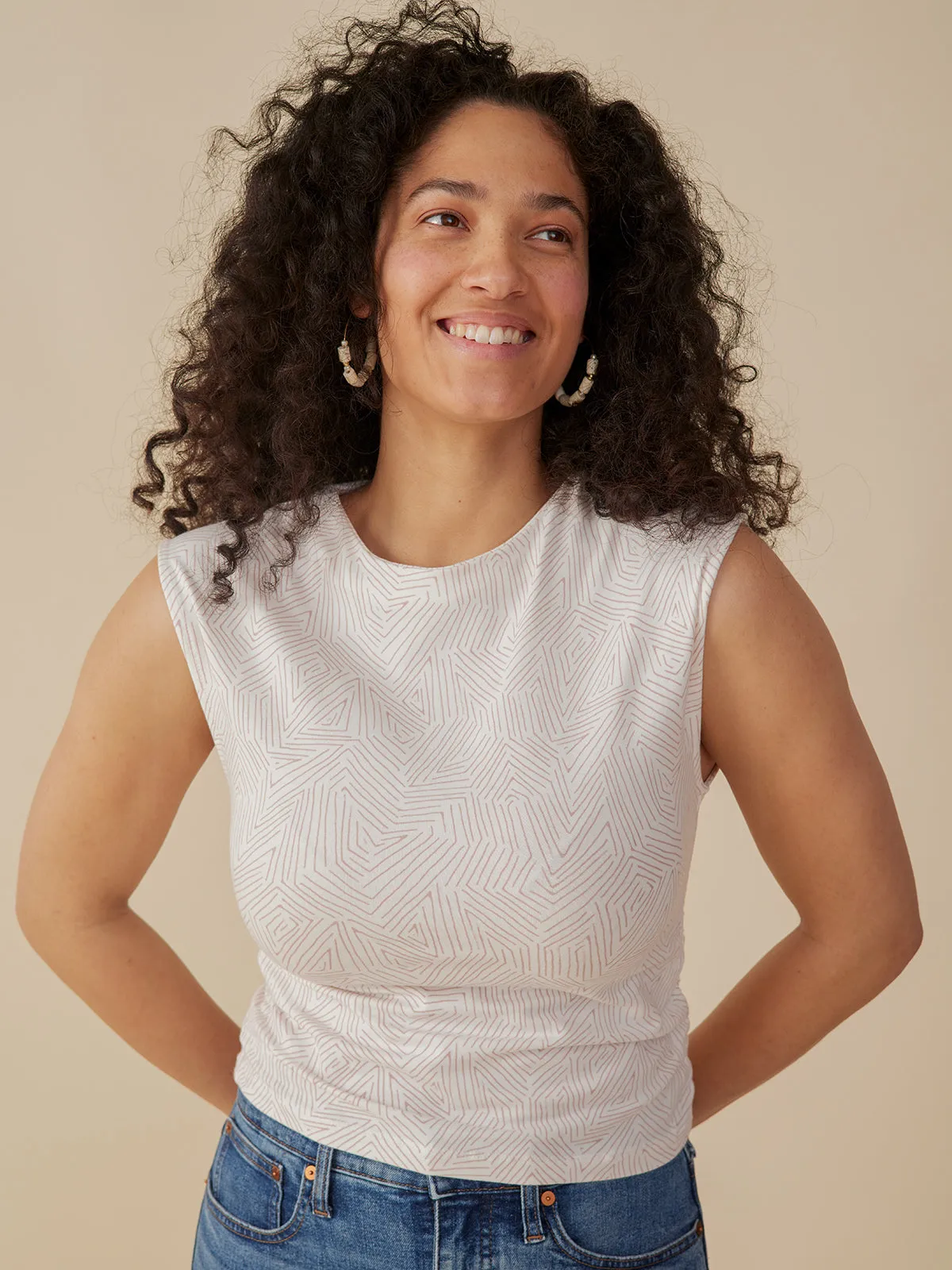 Ruched Top - Tree Rings Shell OEKOTEX Certified Fabric