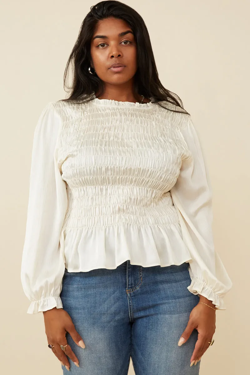 Ruffle Neck Gathered And Smocked Top EcoFriendly Dye