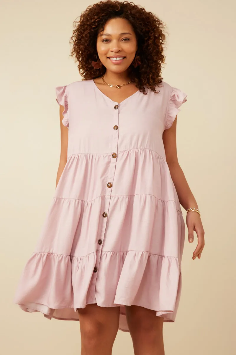soft fit Elegant brunch outfit Ruffled Button Down Tiered Tank Dress