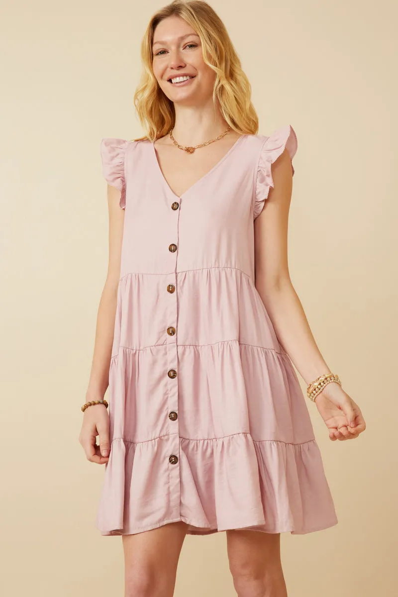 City Essential Ruffled Button Down Tiered Tank Dress