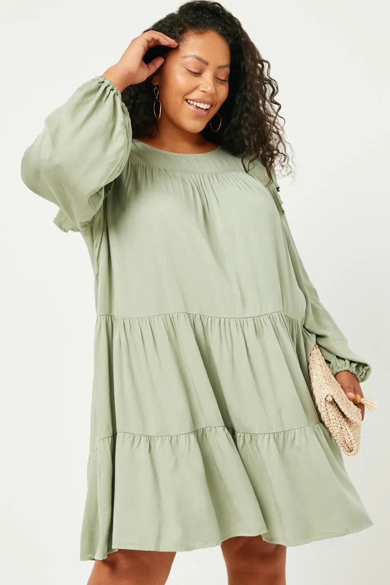 Stylish Choice sweet moment Ruffled Shoulder Long Sleeve Dress