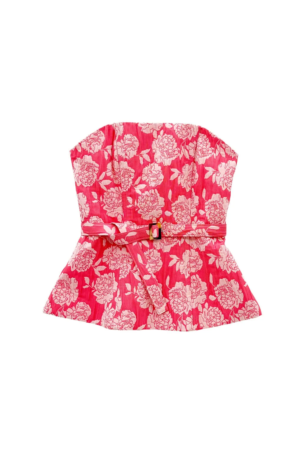 Run for the Roses Belted Bustier - Coral FourWay Stretch Fabric Quick Dry Technology