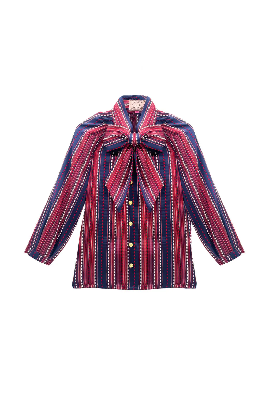 elegant design Run for the Roses Big Bow Blouse - Navy Embroidery