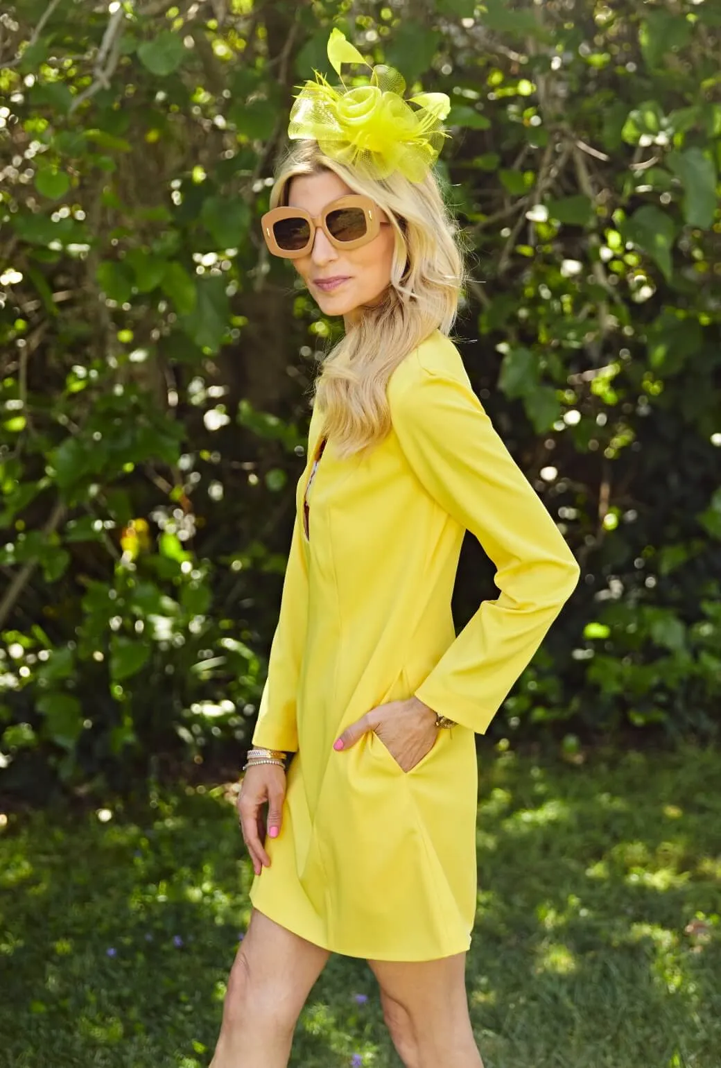 Run for the Roses Deco Dress - Sunshine Elegant Cut Recycled Material Blend