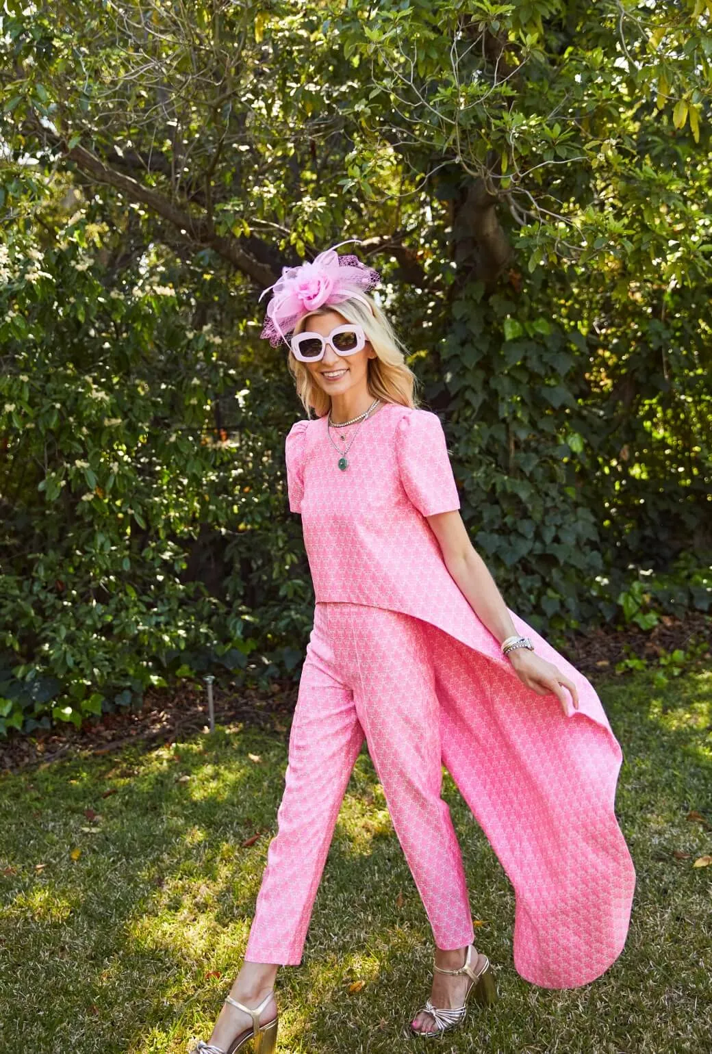 SnagFreeKnit EasyCareFabric Run for the Roses Worth Top  - Pink Damask