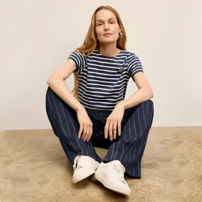 Odor Resistant Technology Durable Overlock Stitch Saint James Etrille II Short Sleeve-Jersey :: Marine/Ecru